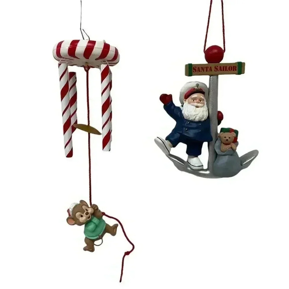 Hallmark Keepsake Hanging Ornament Santa Sailor Candy Cane Mouse Chime Christmas - Picture 2 of 3